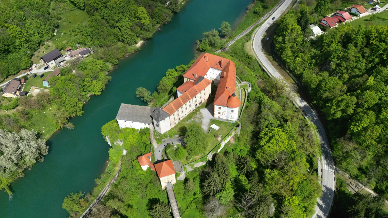 Scenic aerial view of Petrovic Castle in Podgorica Montenegro